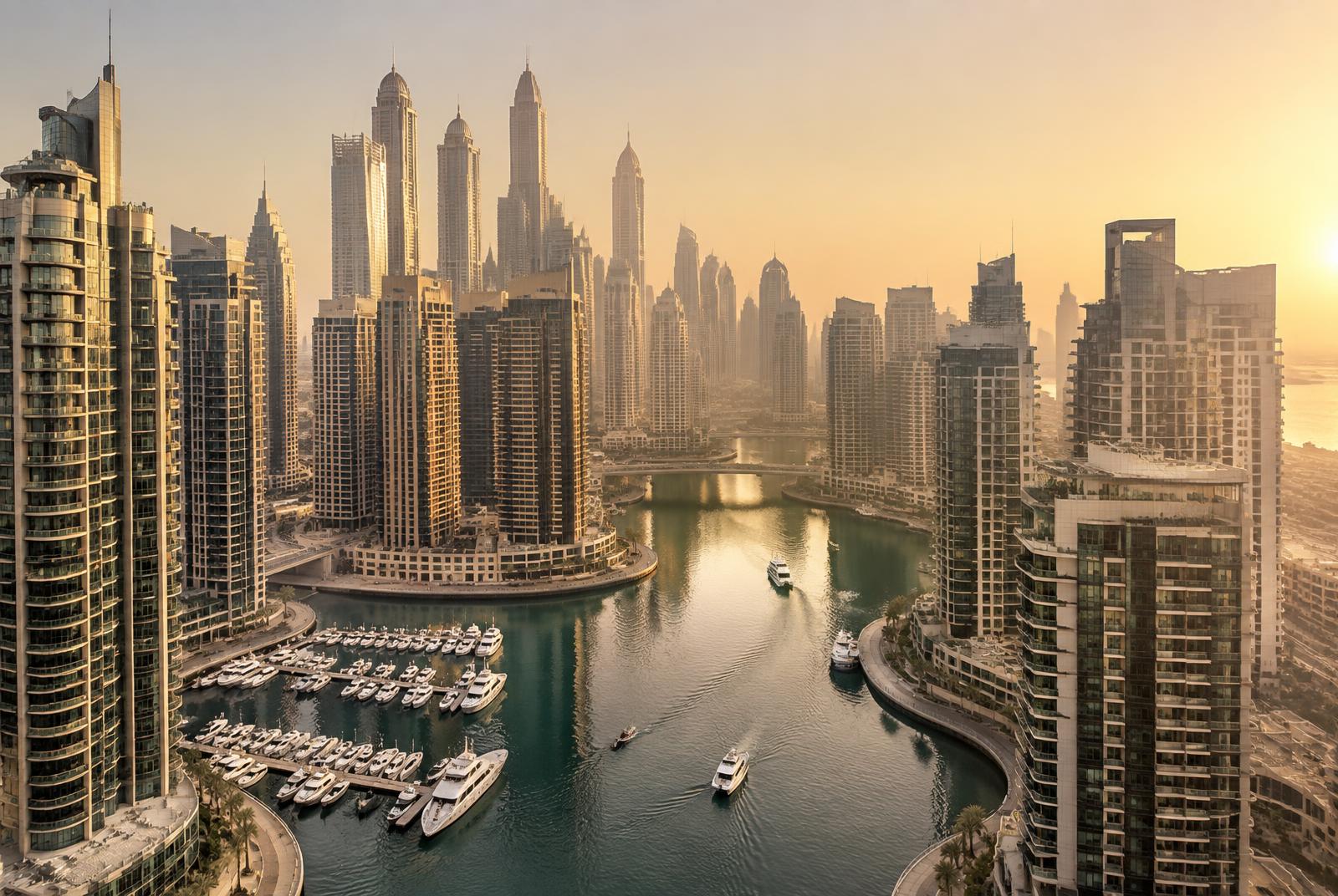 Aerial view of Dubai residential communities and towers